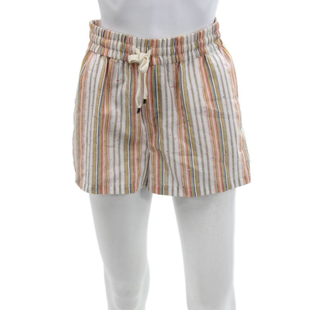 Le Superbe Womens Cotton Striped Drawstring Casual Shorts Multicolor Size XS